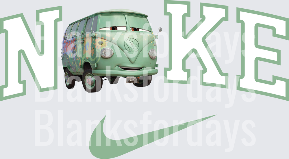 Fillmore Cars Pixar VW Bus Nike Swoosh Collegiate Logo (DTF)