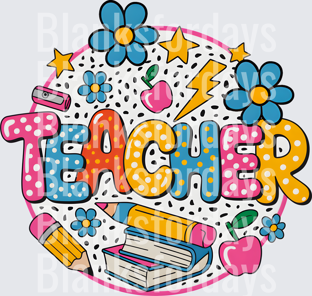 Colorful Polka Dot Teacher Appreciation Round Badge Design (DTF)