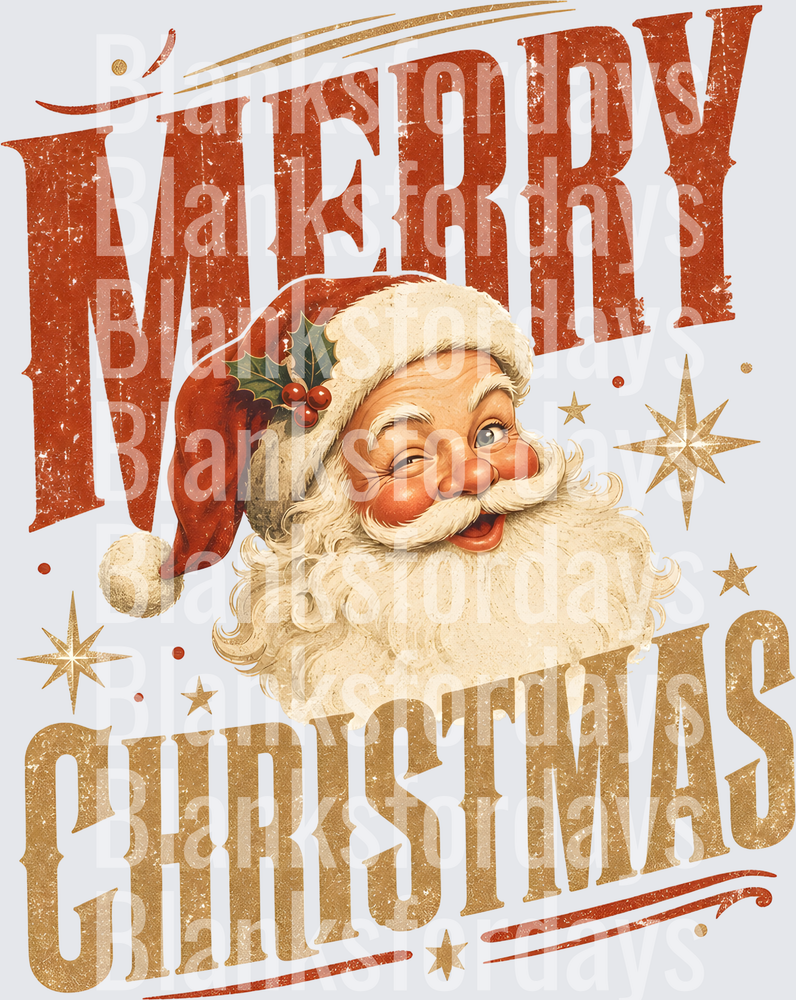 Vintage Retro Santa Claus Merry Christmas Distressed (DTF)
