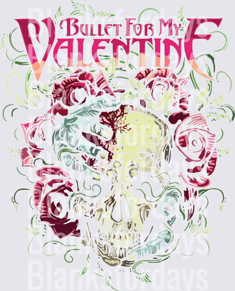 Bullet For My Valentine Skull Roses Floral Band Logo (DTF)