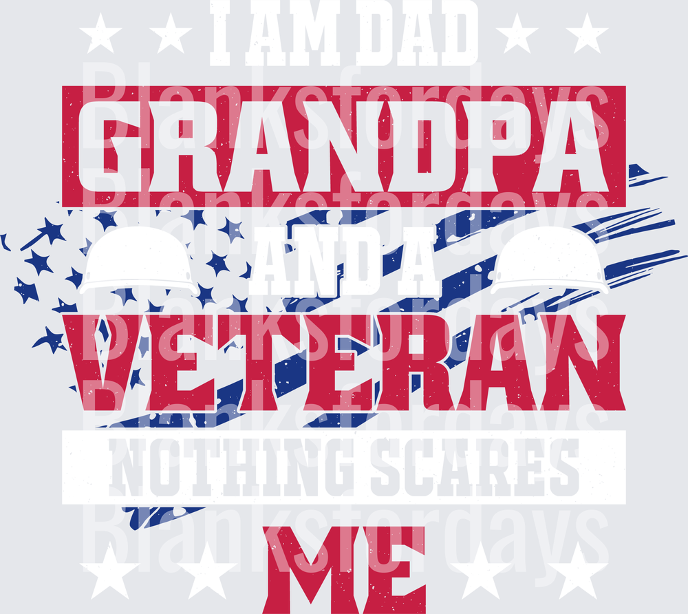 I Am Dad Grandpa And A Veteran Nothing Scares Me American Flag (DTF)