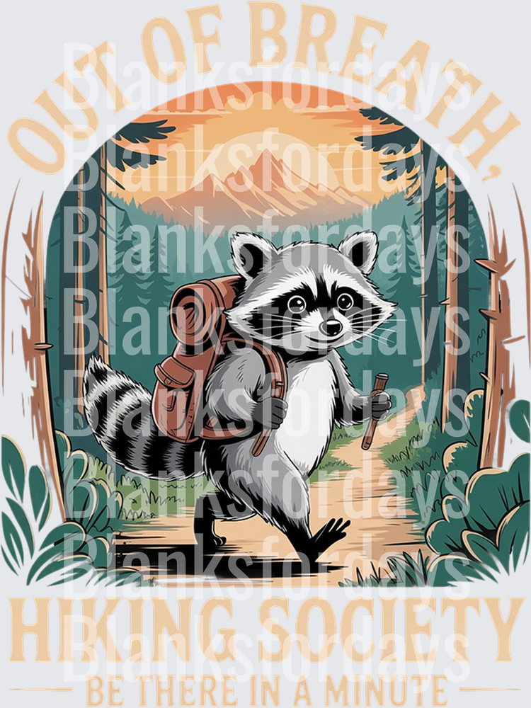 Out of Breath Hiking Society Raccoon Backpacker Nature (DTF)