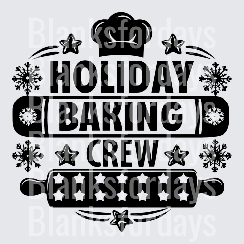 Holiday Baking Crew Chef Hat Rolling Pin Snowflake Design (DTF)