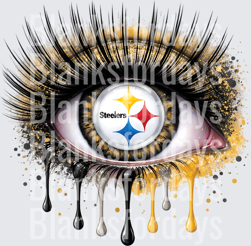 Pittsburgh Steelers Glitter Eye with Black and Gold Drips (DTF)