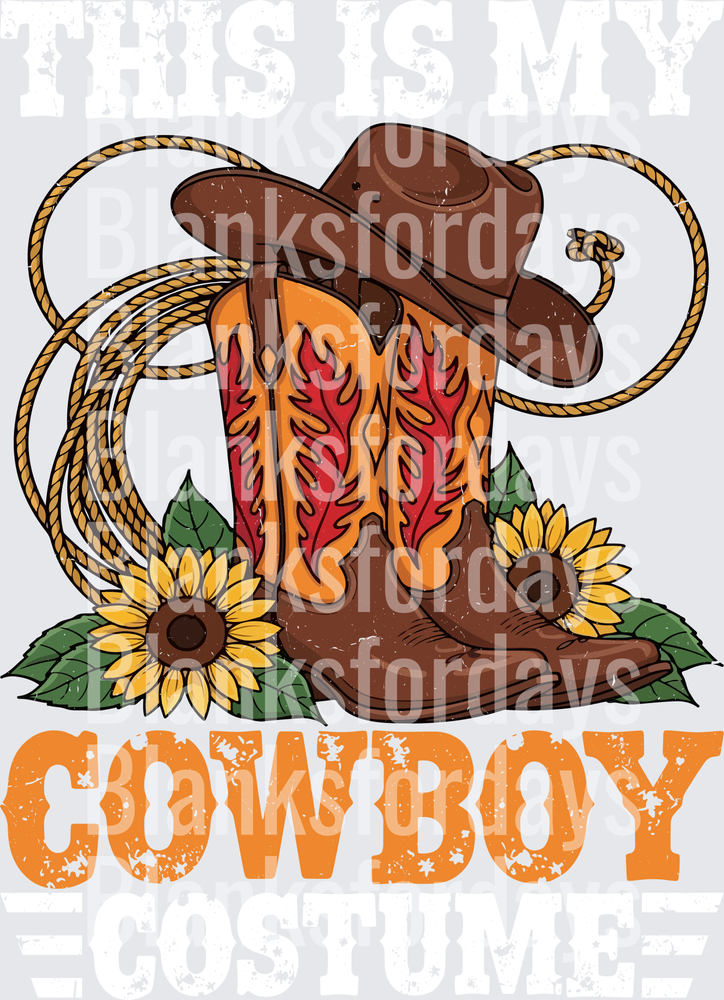 This Is My Cowboy Costume Western Boots Hat Sunflowers Lasso (DTF)
