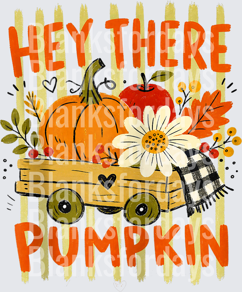 Hey There Pumpkin Fall Wagon Daisy Autumn Harvest Design (DTF)