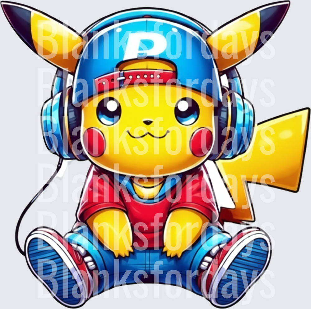 Pikachu Streetwear Snapback Headphones Hip Hop Style (DTF)