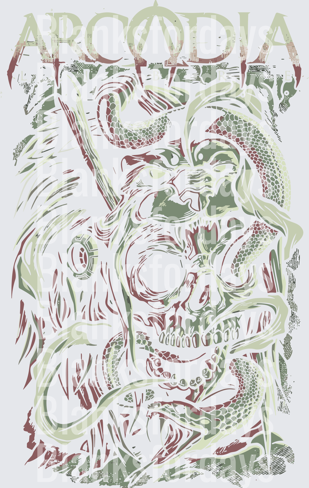 Medusa Goddess Snake Skull Dark Mythology Woodcut Art (DTF)
