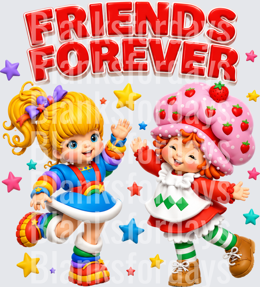 Rainbow Brite and Strawberry Shortcake Friends Forever Stars (DTF)