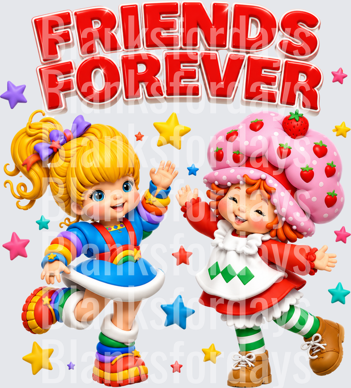 Rainbow Brite and Strawberry Shortcake Friends Forever Stars (DTF)