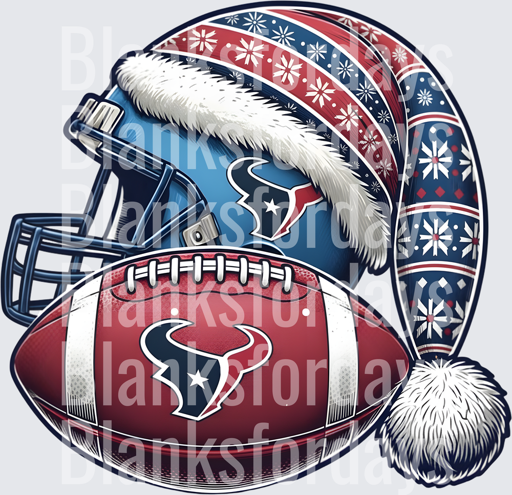 Houston Texans Christmas Santa Hat Helmet Football (DTF)