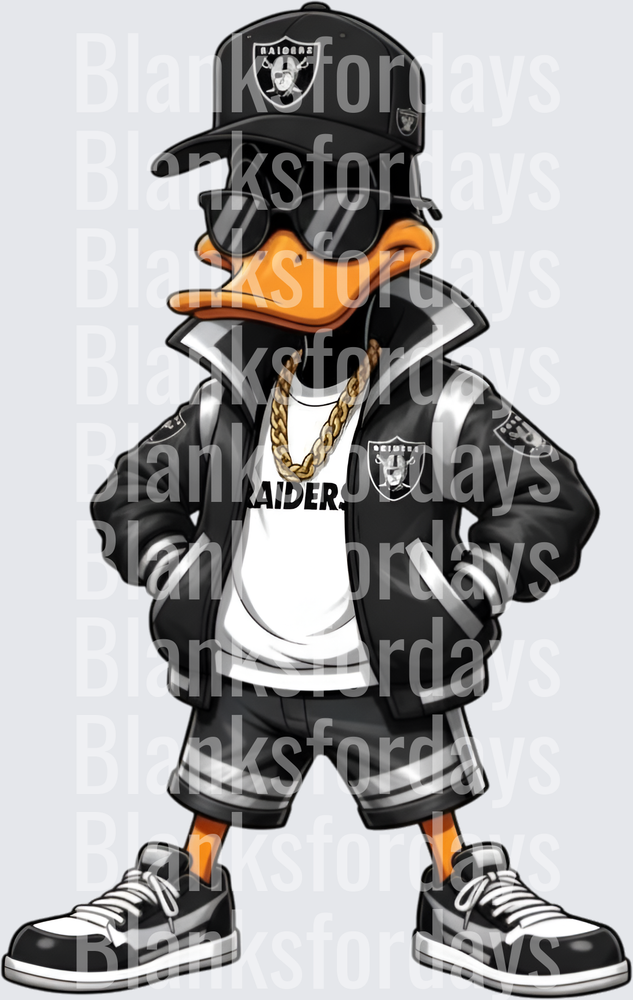 Gangster Duck Las Vegas Raiders Fan Gold Chain Swag (DTF)