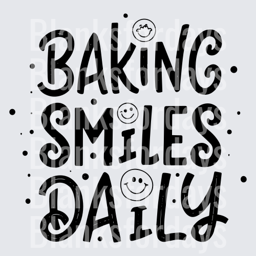 Baking Smiles Daily Bold Hand Lettered Smiley Face Design (DTF)