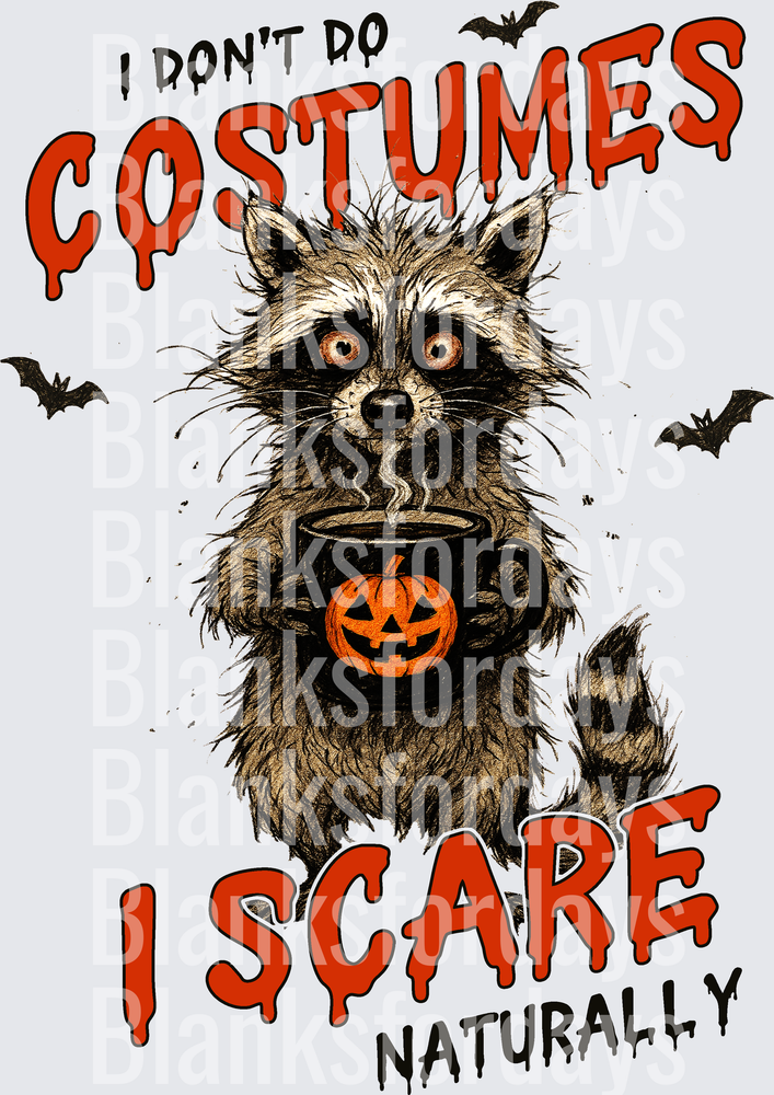 Raccoon I Don't Do Costumes I Scare Naturally Halloween (DTF)