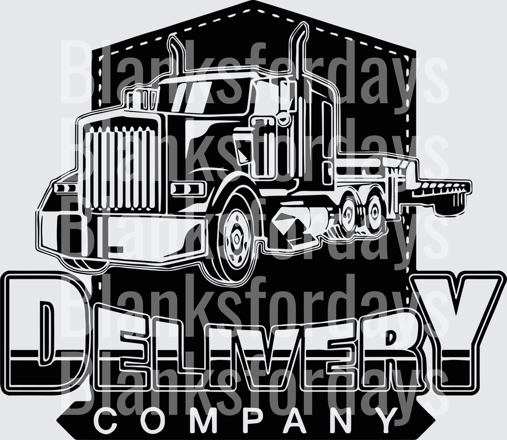 Black and White Semi Truck Delivery Company Shield Badge (DTF)