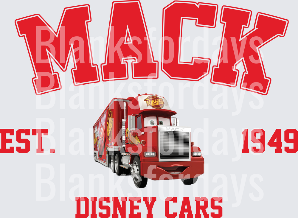 Mack Truck Disney Cars EST 1949 Collegiate Varsity Graphic (DTF)