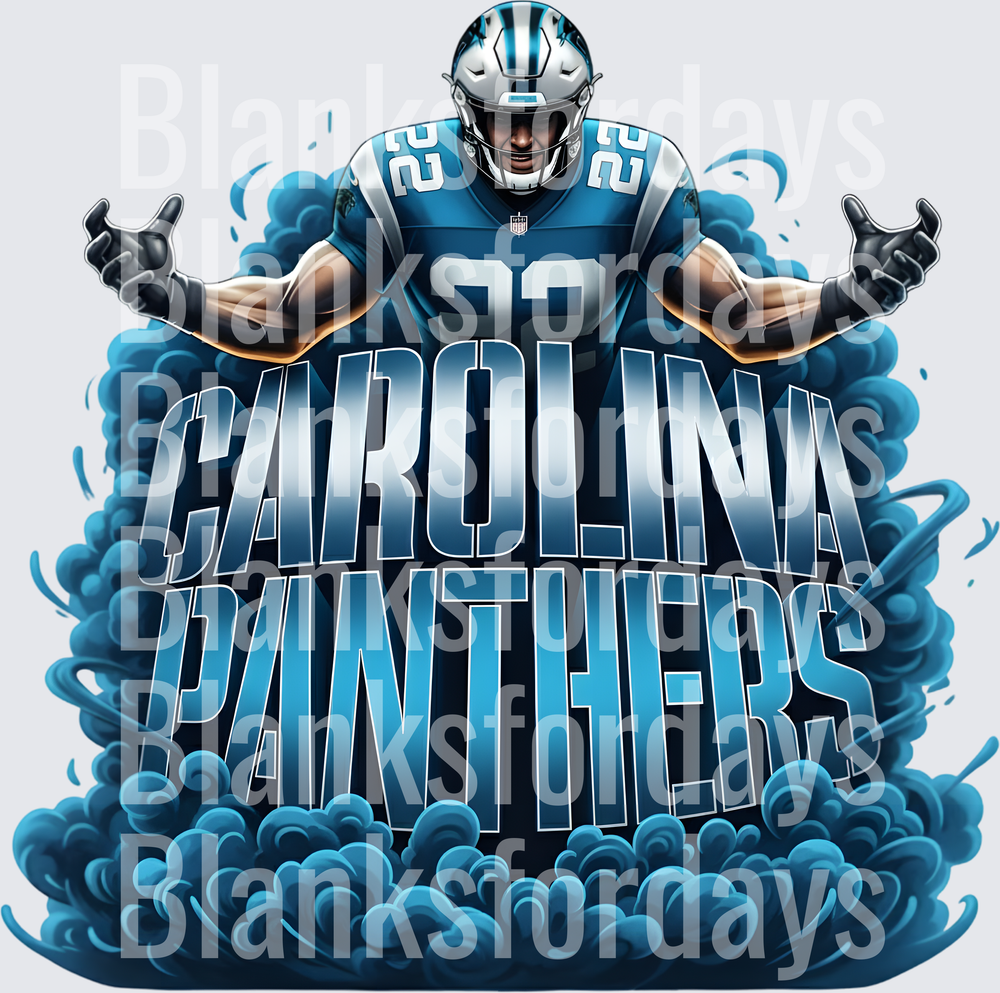 Carolina Panthers NFL Player Number 22 Blue Smoke Bold Graphic (DTF)