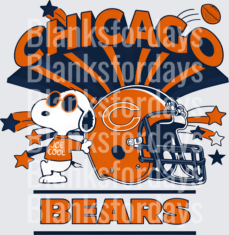 Snoopy Joe Cool Chicago Bears Football Helmet Fan Design (DTF)