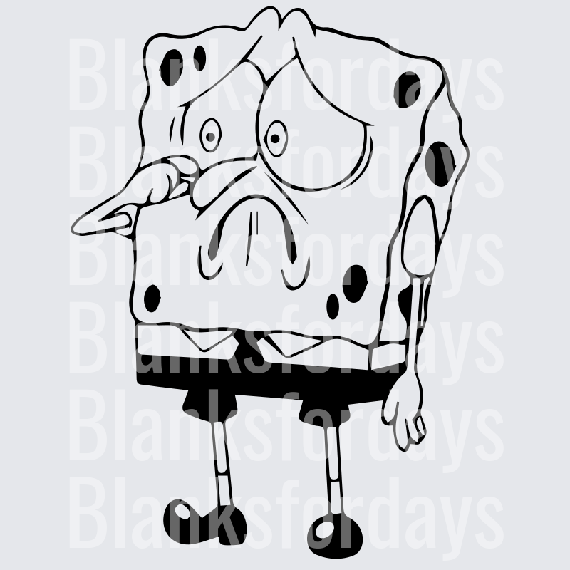 Mocking SpongeBob Meme Black and White Line Art (DTF)