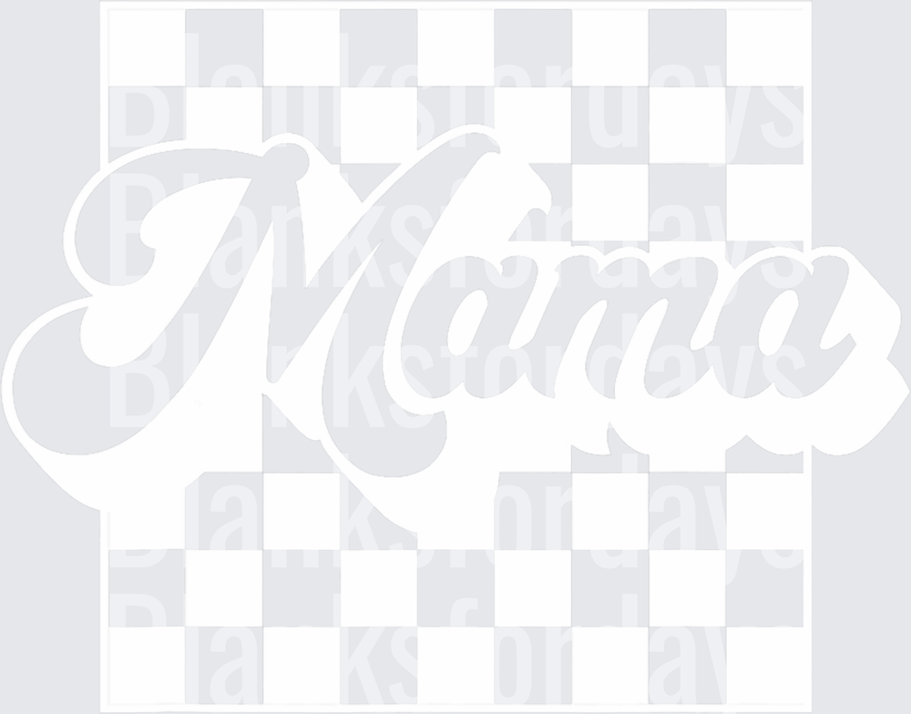 Mama Retro Script Checkered Background White Design (DTF)