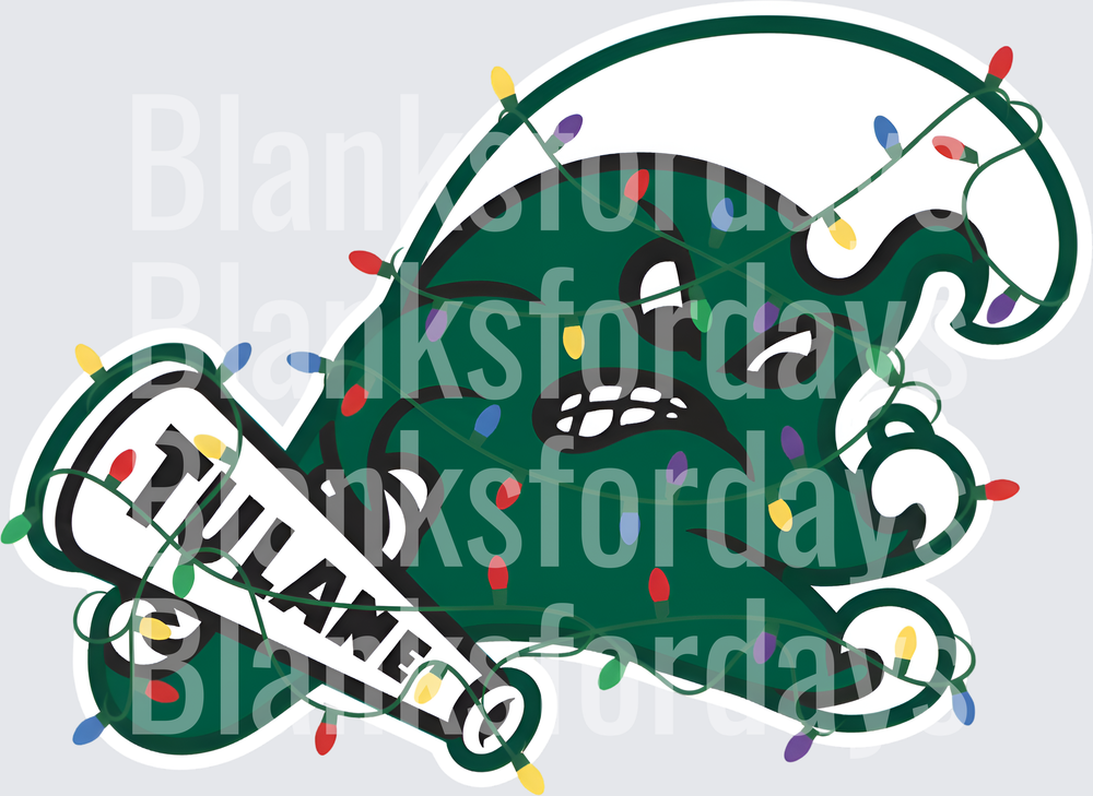 Tulane Green Wave Mascot Christmas Lights Holiday Santa Hat (DTF)