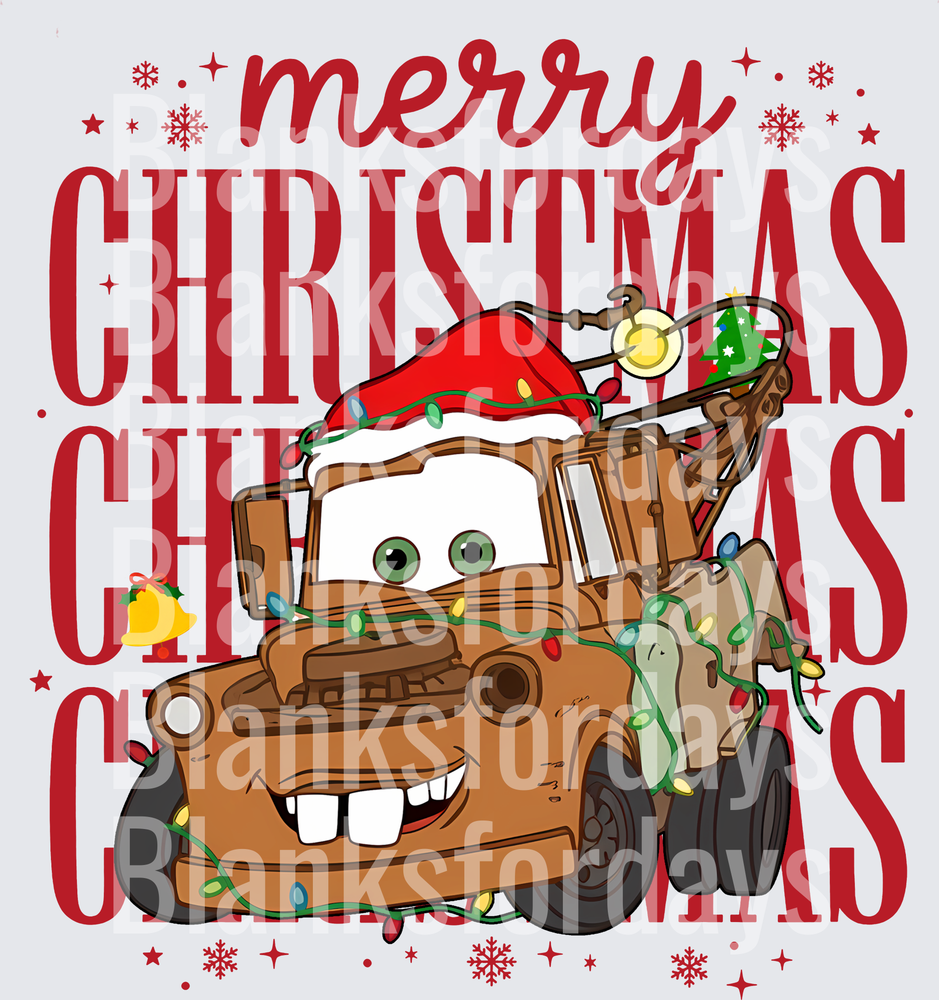 Mater Christmas Lights Santa Hat Merry Christmas Cars (DTF)