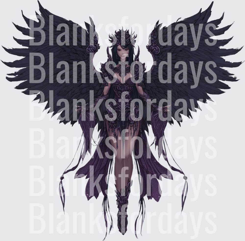 Dark Angel Warrior Woman Black Wings Gothic Fantasy (DTF)