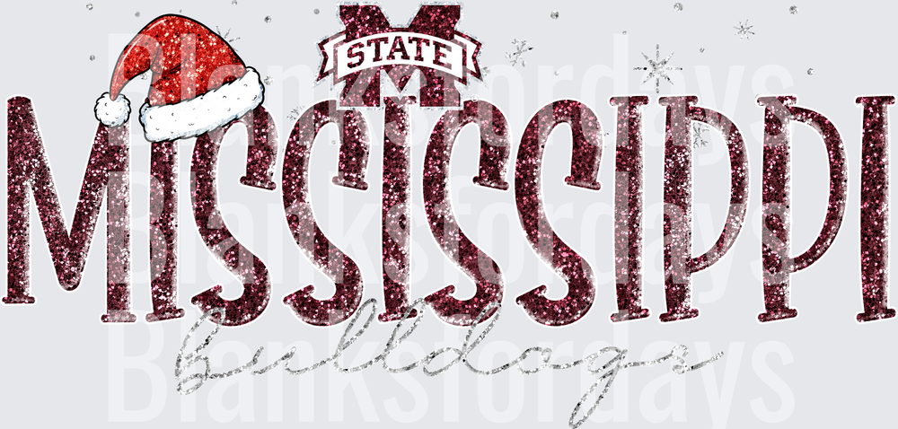 Mississippi State Bulldogs Glitter Christmas Santa Hat (DTF)