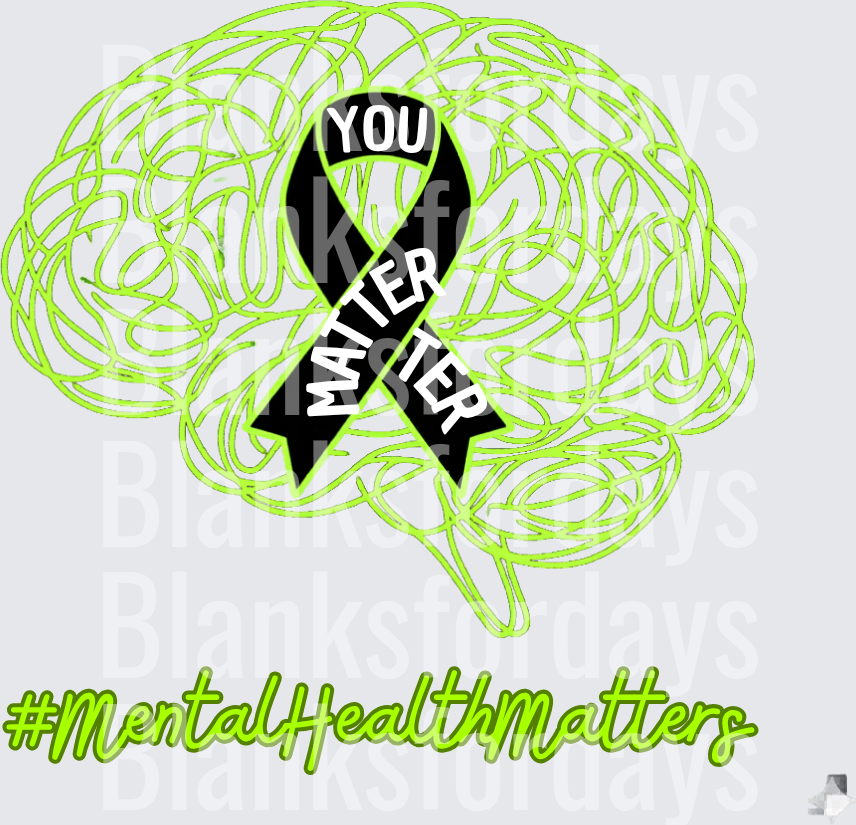 You Matter Mental Health Awareness Ribbon Lime Green Brain (DTF)