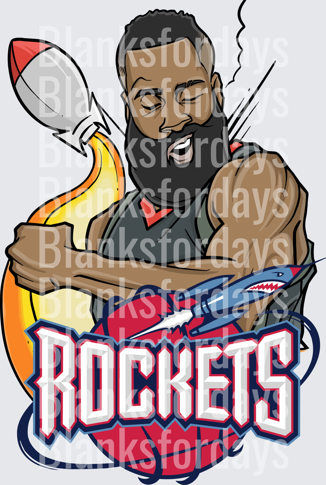James Harden Houston Rockets Cartoon Caricature Graphic (DTF)