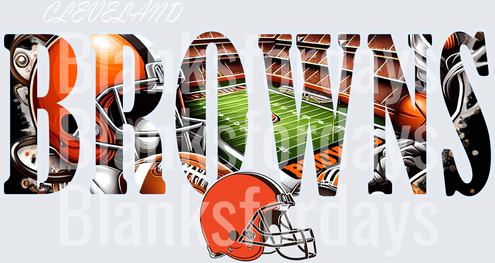 Cleveland Browns Football Stadium Helmet Letter Art (DTF)
