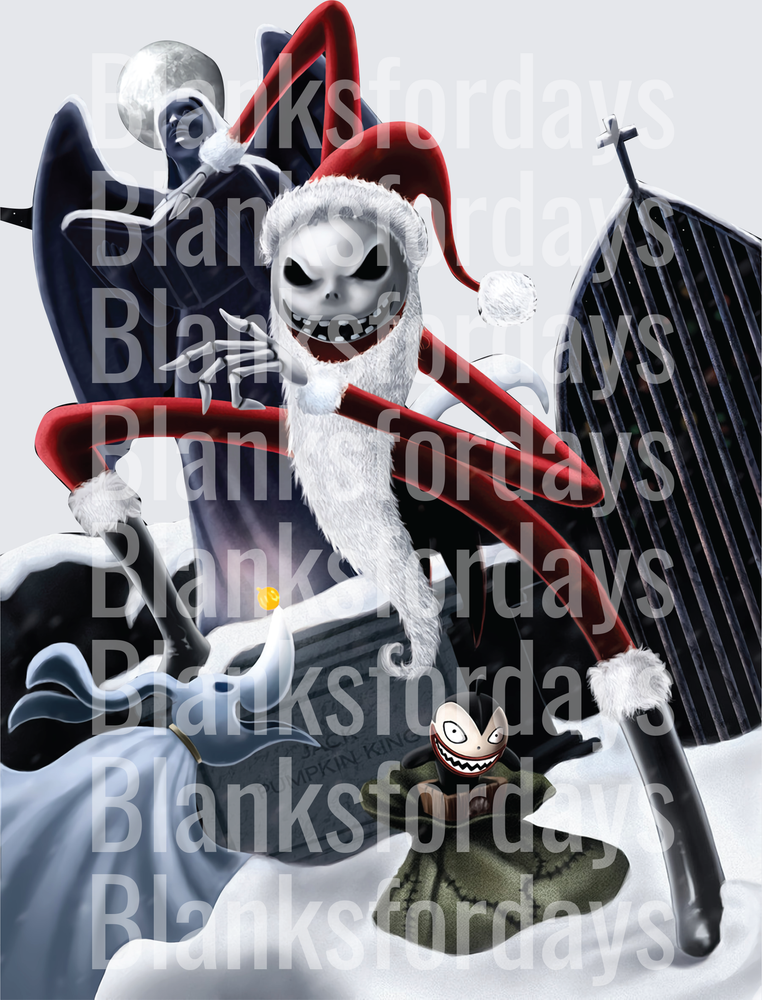 Jack Skellington Santa Claus Nightmare Before Christmas Scene (DTF)