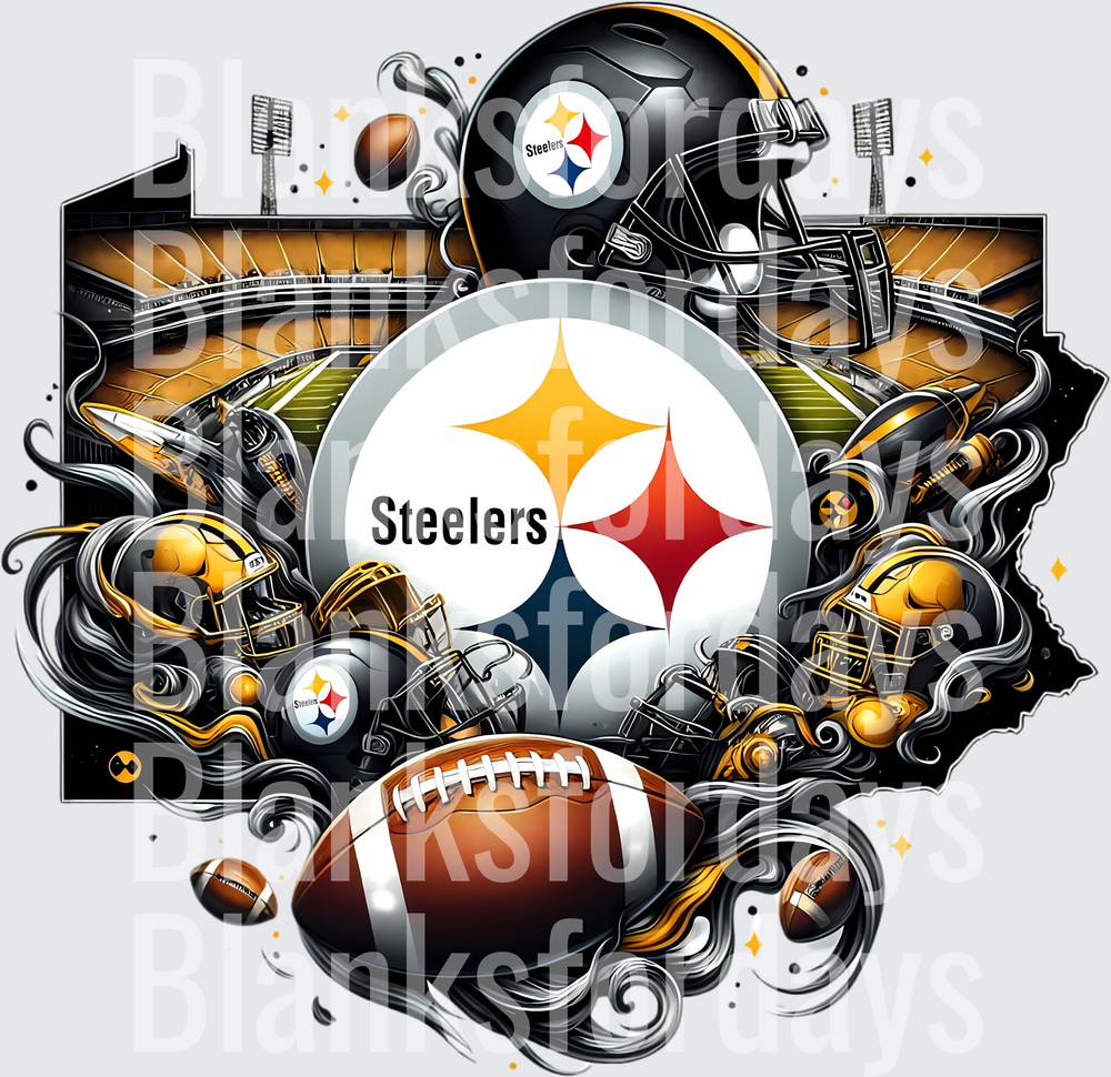 Pittsburgh Steelers Logo Helmet Football Swirl Collage (DTF)