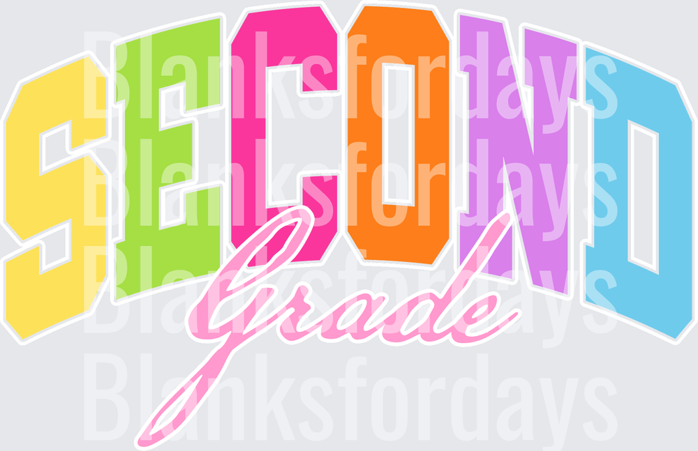Colorful Varsity Arch Second Grade Script Typography (DTF)