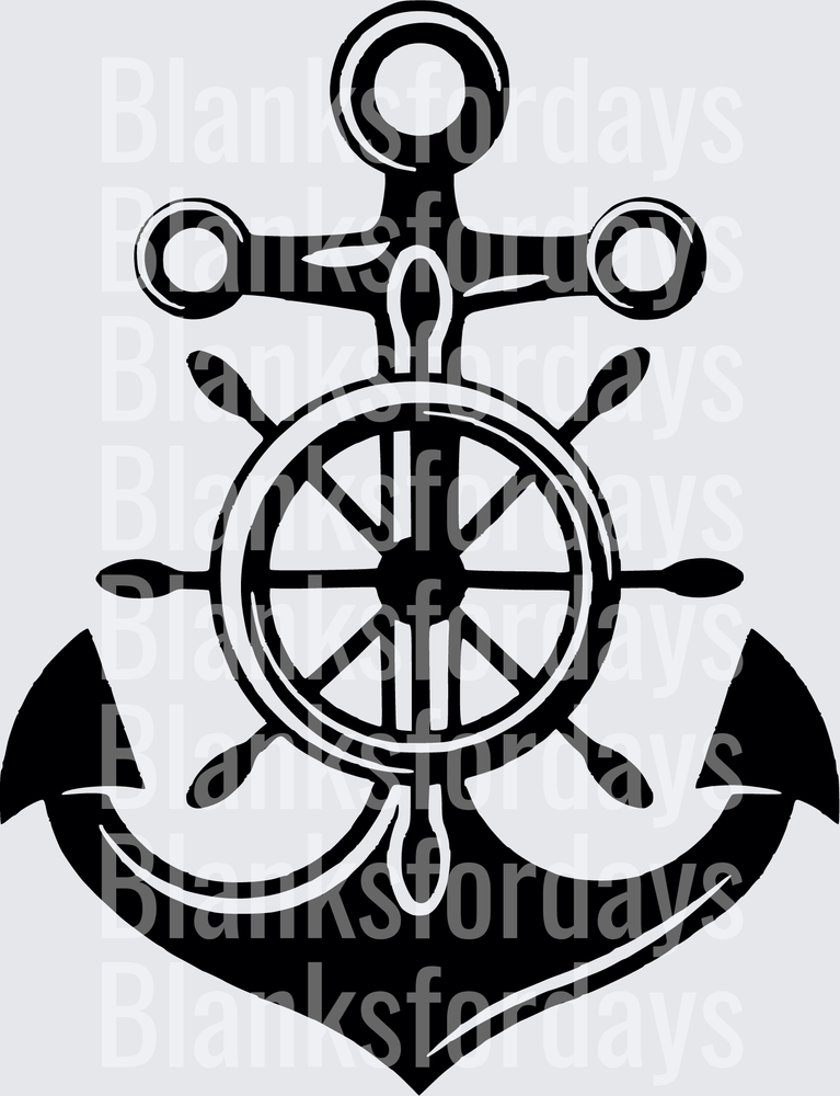 Nautical Anchor and Ship Wheel Maritime Design (DTF)